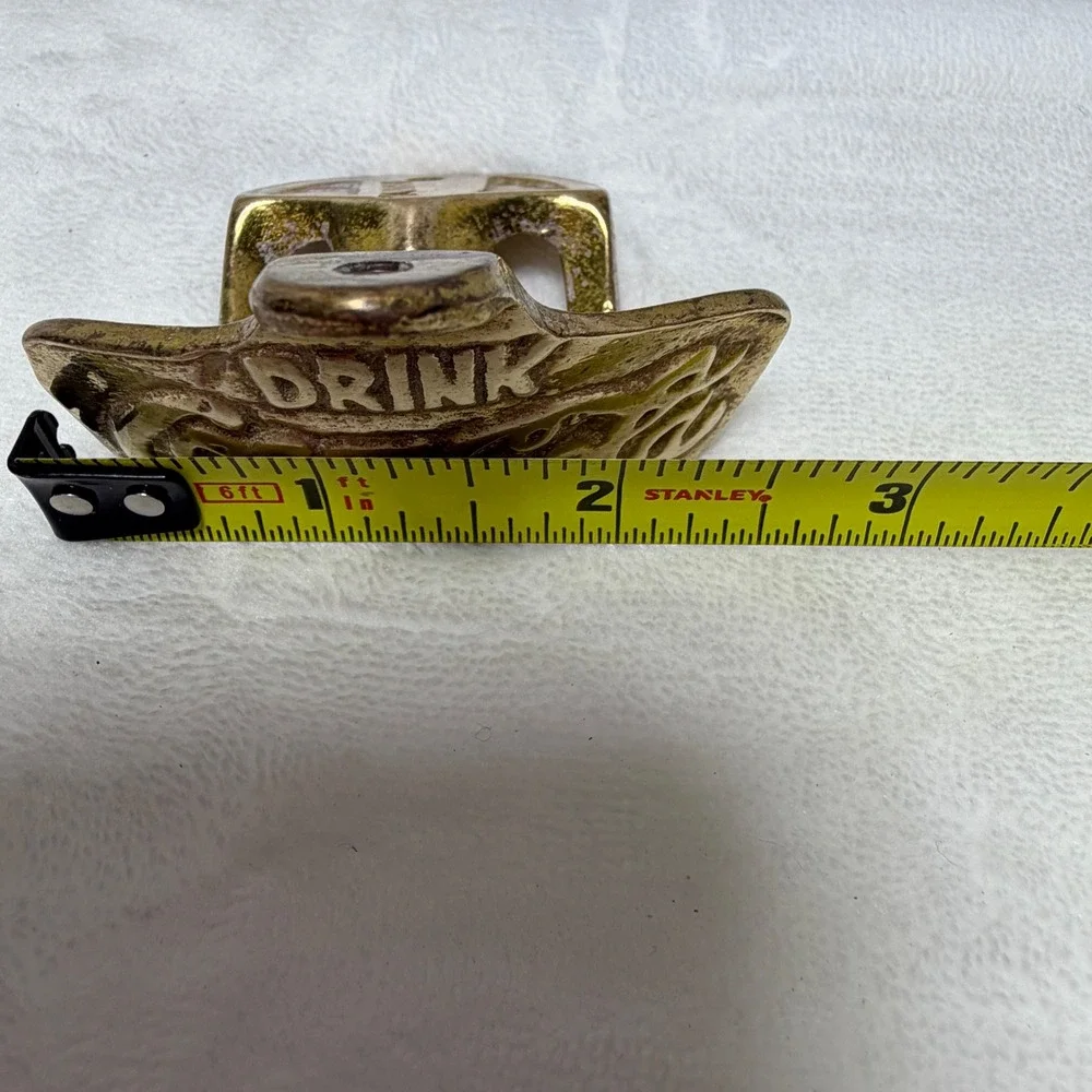 Vintage Coca-Cola Wall Mounted Bottle Opener Brass Tone Metal Taiwan with Screws
